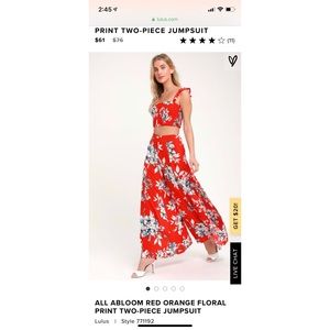 Red Floral Two-Piece Jumpsuit